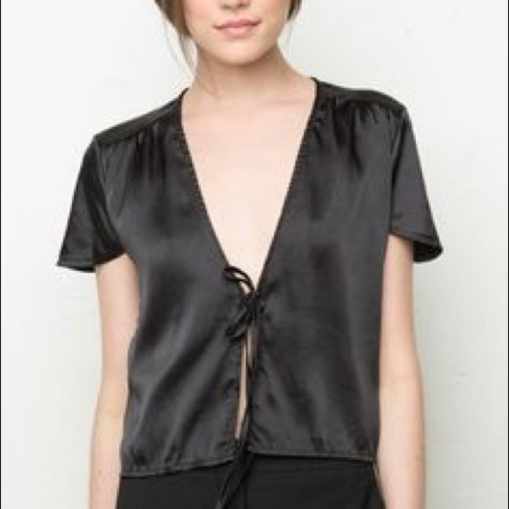 Brandy Melville silk tie shirt
